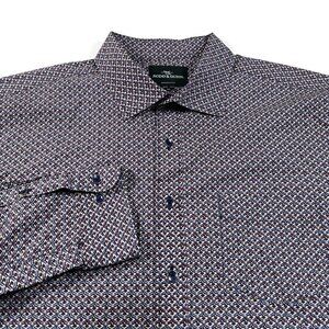 Rodd & Gunn Oxford Men‎ Button Up Shirt XL Sports Fit Geometric L/S Cotton